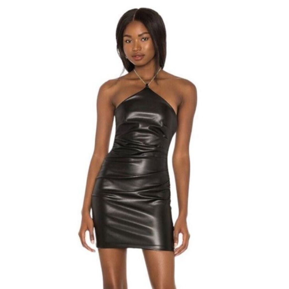 Nookie X Revolve Halter Neck Barbella Mini Dress Women's Black Matt Small NWT